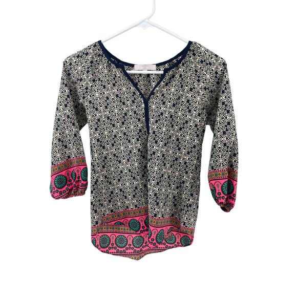Moa Moa Girls Multicolored Printed Long Sleeve Blouse Youth Size Small - Picture 1 of 3